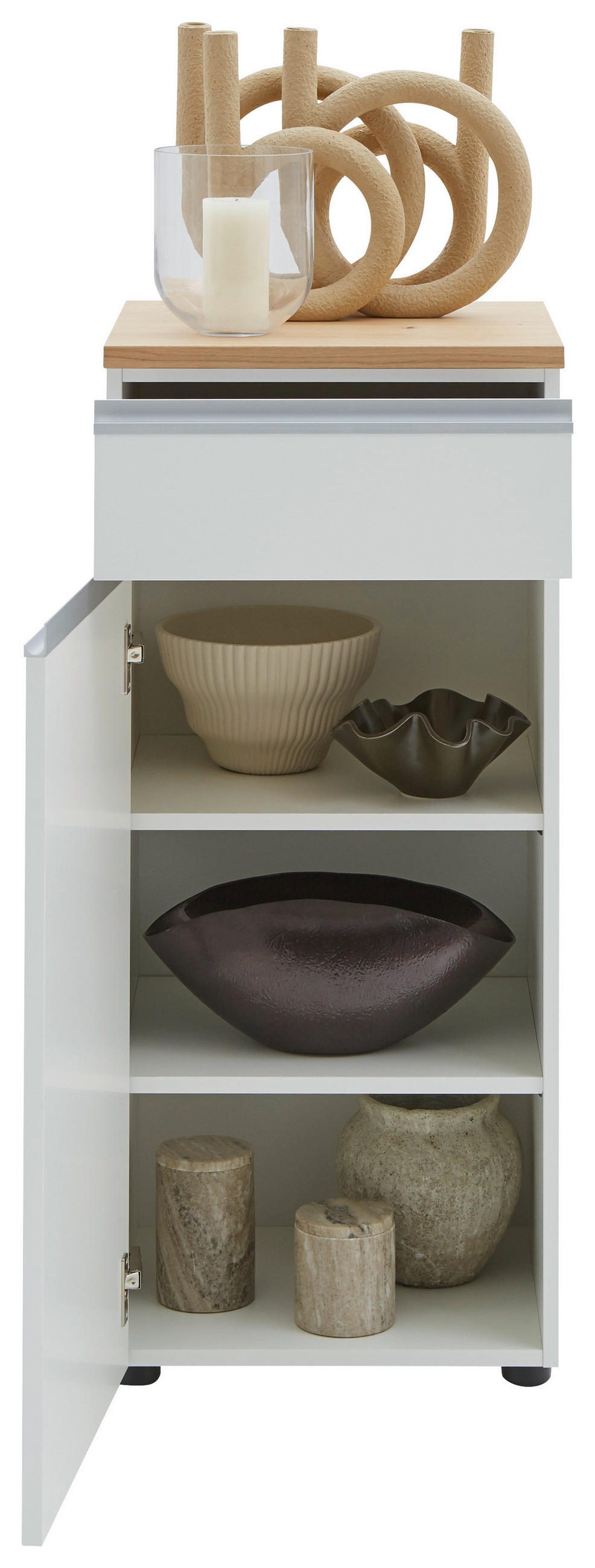 KOMMODE 45/102/41 cm  in Weiss  - Weiss/Silberfarben, Design, Holz/Holzwerkstoff (45/102/41cm) - Dieter Knoll