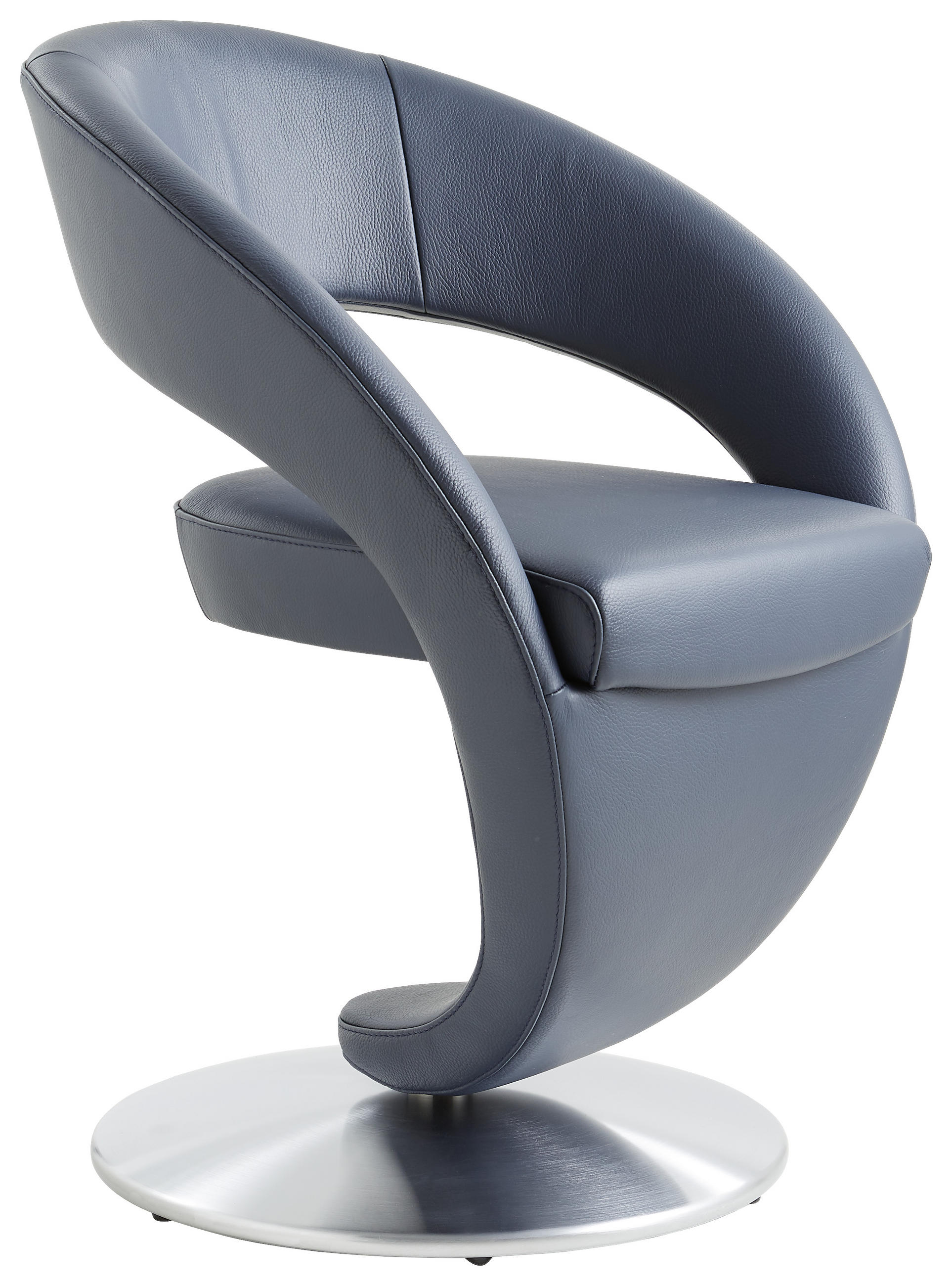 STUHL Echtleder Edelstahlfarben, Dunkelblau Stahl Lederauswahl, Stoffauswahl - Edelstahlfarben/Dunkelblau, Design, Leder/Metall (62/86/61cm) - Moderano