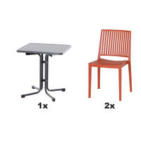 GARTENGARNITUR 3-teilig Stahl 3-teilig  - Rot, Basics, Kunststoff/Metall (70/80/70cm) - Siena Garden