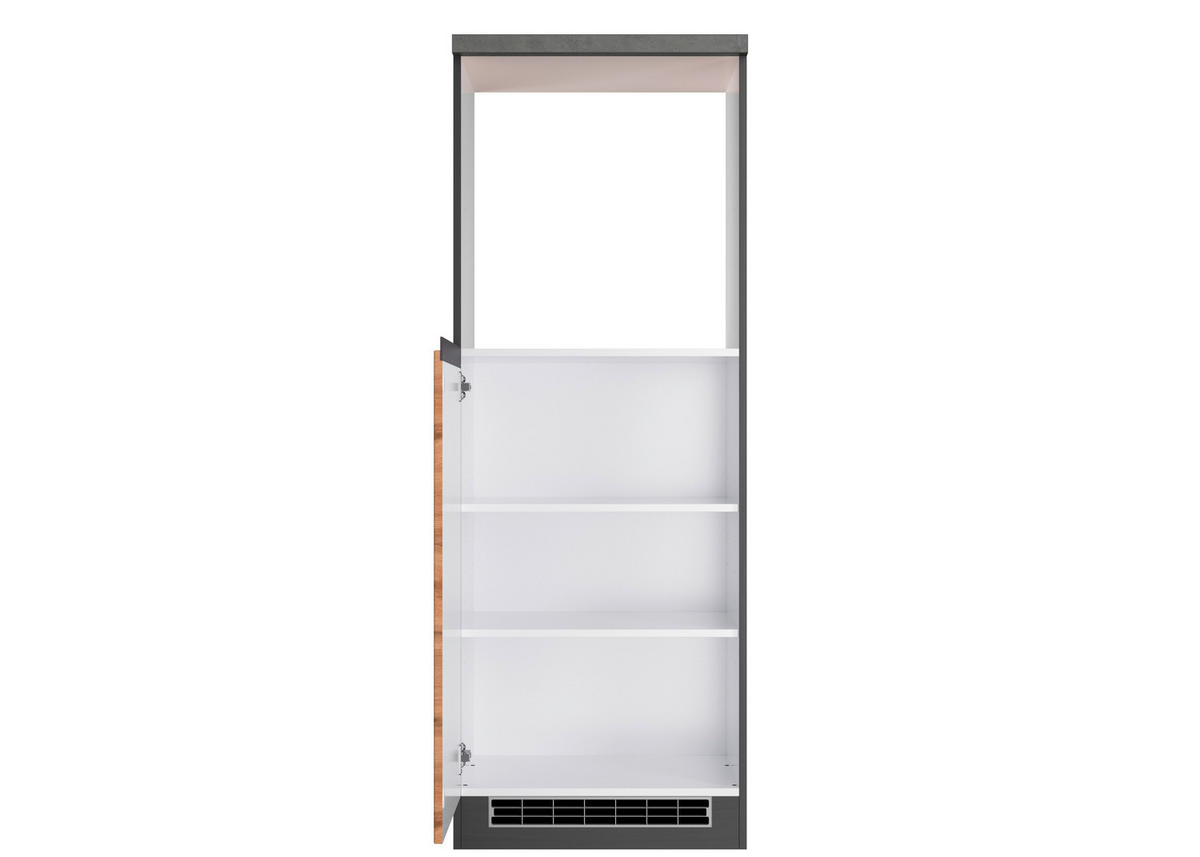 HERDUMBAUSCHRANK 60/166/60 cm  in Graphitfarben, Eiche Wotan  - Eiche Wotan/Graphitfarben, Design, Holzwerkstoff (60/166/60cm) - Held