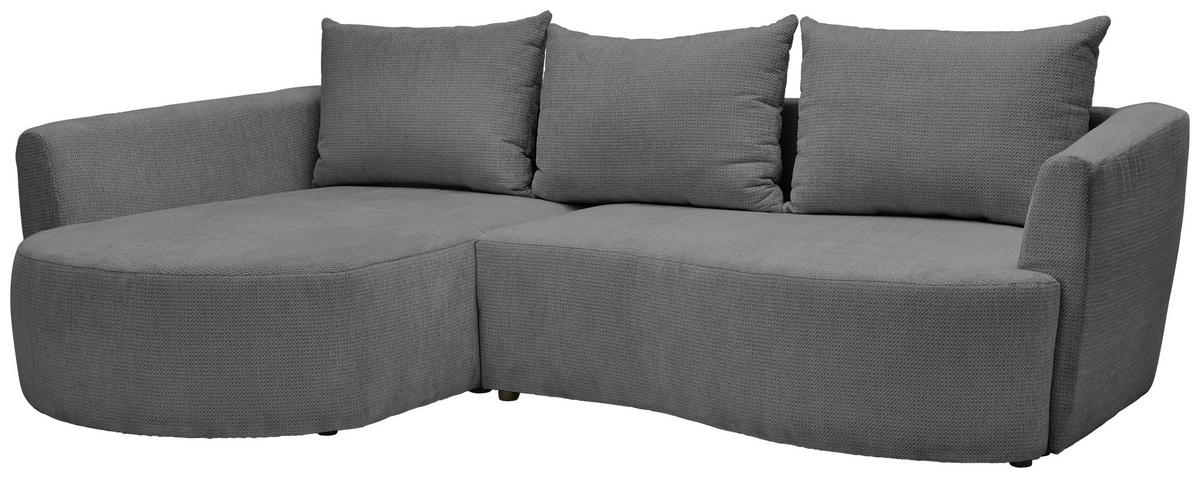 ECKSOFA Dunkelgrau Chenille  - Dunkelgrau/Schwarz, MODERN, Kunststoff/Textil (179/287cm) - Carryhome