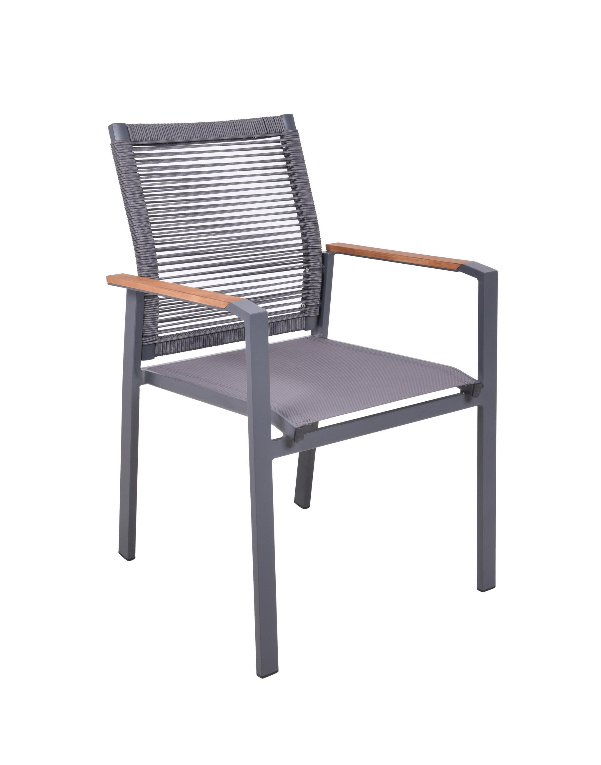 STAPELSTUHL Teakholz Aluminium Anthrazit, Braun  - Anthrazit/Braun, Basics, Holz/Kunststoff (62,5/87/56,5cm) - Gardenson