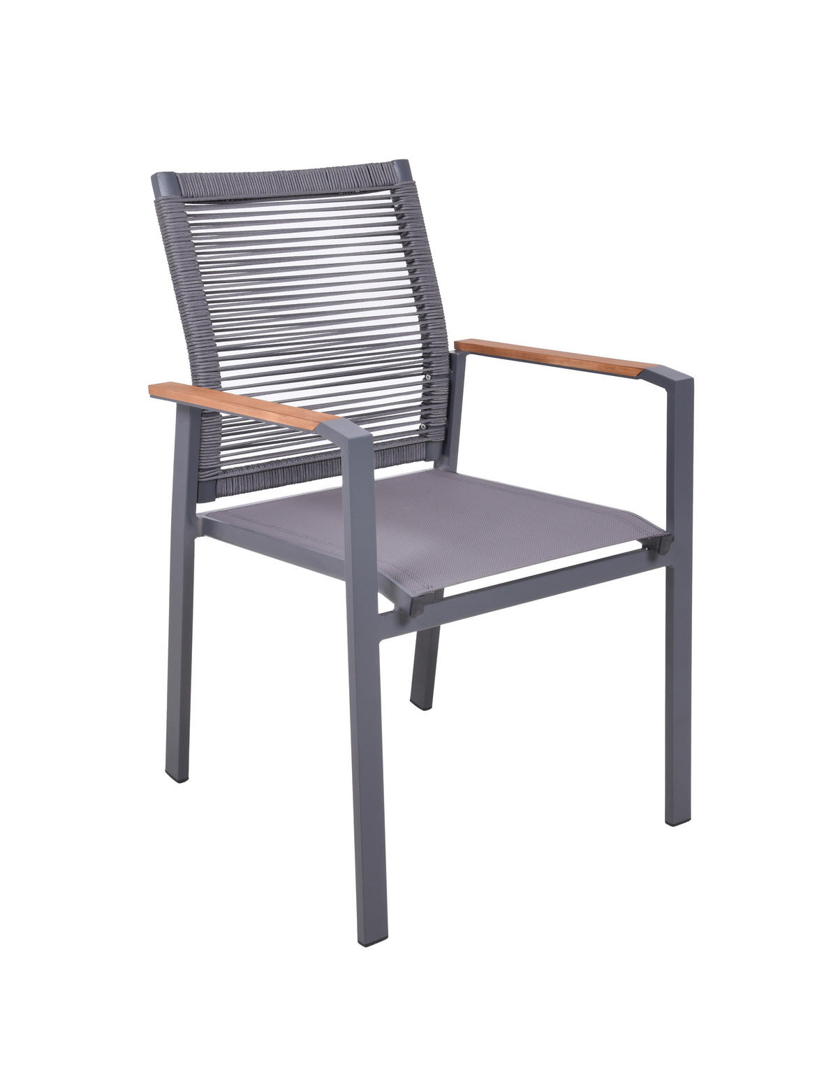 STAPELSTUHL Teakholz Aluminium Anthrazit, Braun  - Anthrazit/Braun, Basics, Holz/Kunststoff (62,5/87/56,5cm) - Gardenson