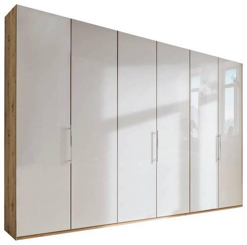 FALTTÜRENSCHRANK 300/216/58 cm 3-türig Eiche Bianco, Champagner  - Chromfarben/Eiche Bianco, KONVENTIONELL, Glas/Holzwerkstoff (300/216/58cm) - Venda