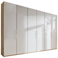 FALTTÜRENSCHRANK 300/216/58 cm 3-türig Eiche Bianco, Champagner  - Chromfarben/Eiche Bianco, KONVENTIONELL, Glas/Holzwerkstoff (300/216/58cm) - Venda