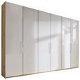 FALTTÜRENSCHRANK  in Champagner, Eiche Bianco  - Chromfarben/Eiche Bianco, KONVENTIONELL, Glas/Holzwerkstoff (300/216/58cm) - Venda