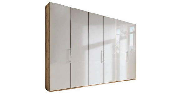 FALTTÜRENSCHRANK  in Champagner, Eiche Bianco  - Chromfarben/Eiche Bianco, KONVENTIONELL, Glas/Holzwerkstoff (300/216/58cm) - Venda