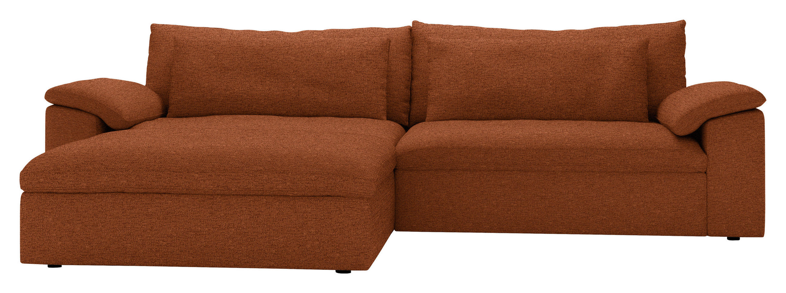ECKSOFA Flachgewebe Rostfarben  - Rostfarben/Schwarz, Modern, Kunststoff/Textil (198/306cm) - Carryhome