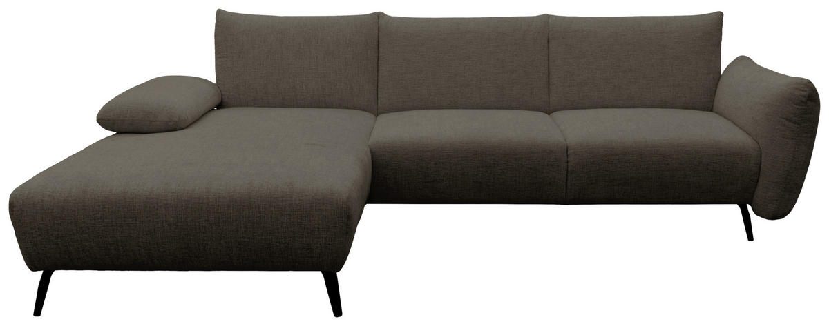 ECKSOFA 200 030 Dunkelbraun Chenille  - Beige/Dunkelbraun, MODERN, Textil/Metall (155/274cm) - Livetastic