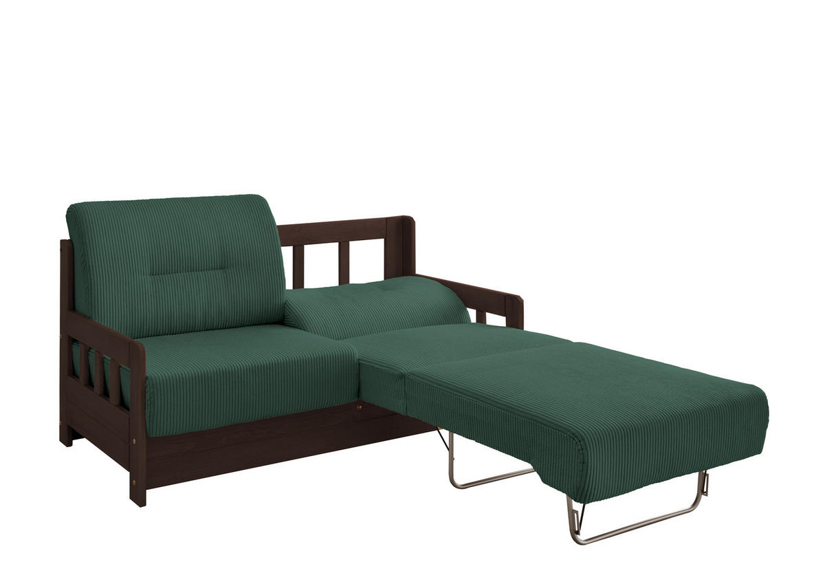 SCHLAFSOFA Cord Nussbaumfarben, Dunkelgrün  - Dunkelgrün/Nussbaumfarben, MODERN, Textil (154/88/90cm) - Livetastic
