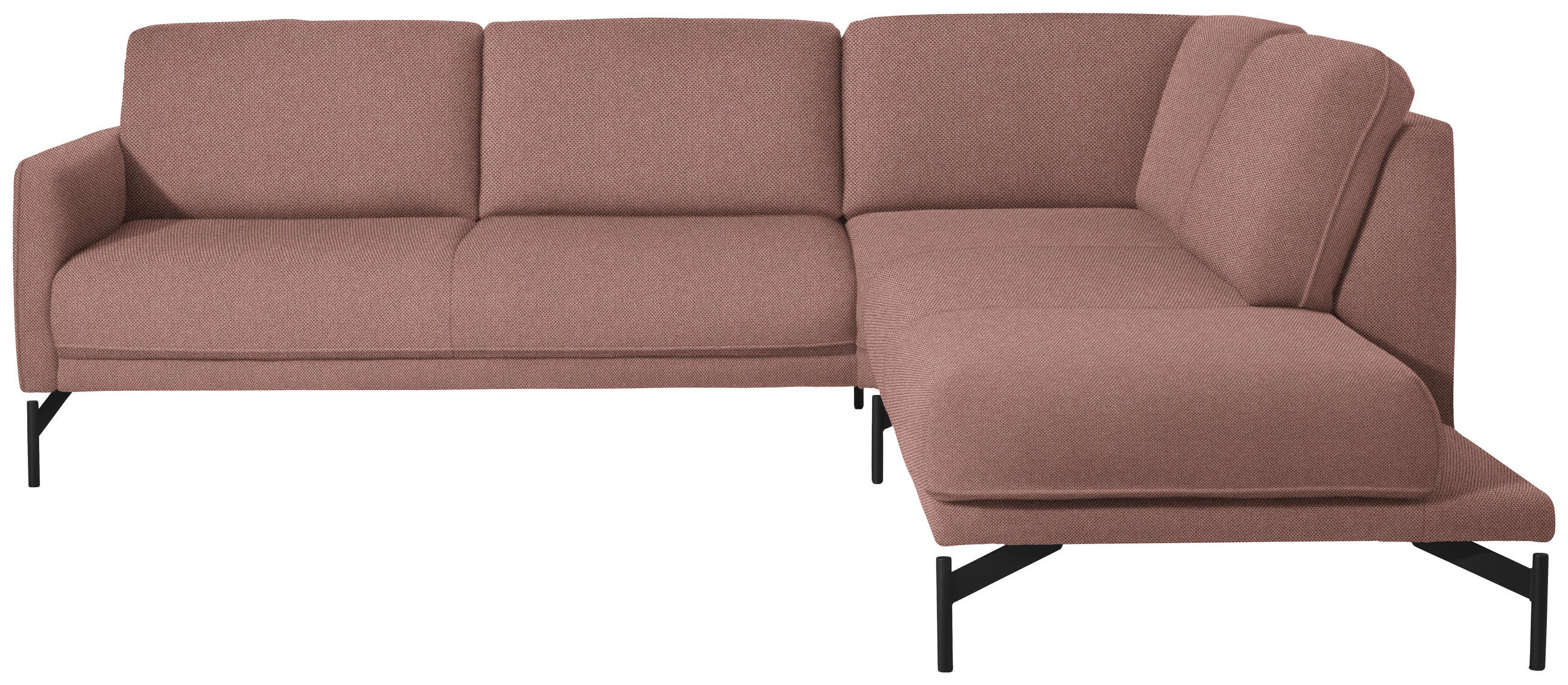 ECKSOFA in Flachgewebe, Struktur Hellrot  - Hellrot/Anthrazit, Design, Textil/Metall (254/230cm) - Johann Jakob