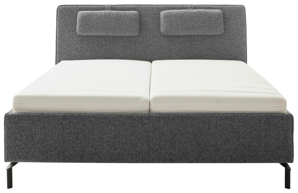POLSTERBETT MADRID Lattenrost, Bettkasten 180/200 cm  in Grau  - Birkefarben/Buchefarben, Design, Holz/Textil (180/200cm) - Schöner Wohnen