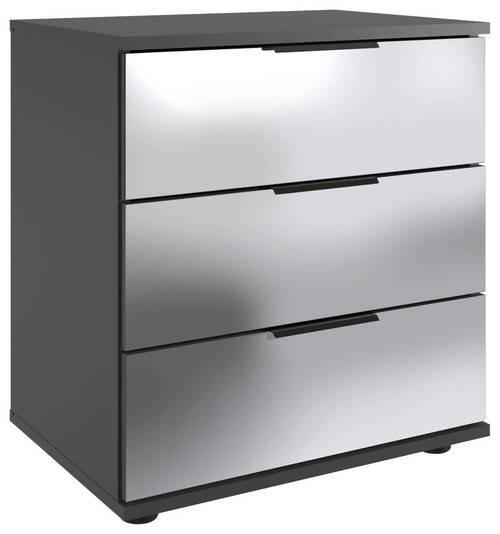 NACHTKÄSTCHEN 52/58/38 cm in Klar, Graphitfarben - Klar/Schwarz, Modern, Glas/Holzwerkstoff (52/58/38cm) - MID.YOU
