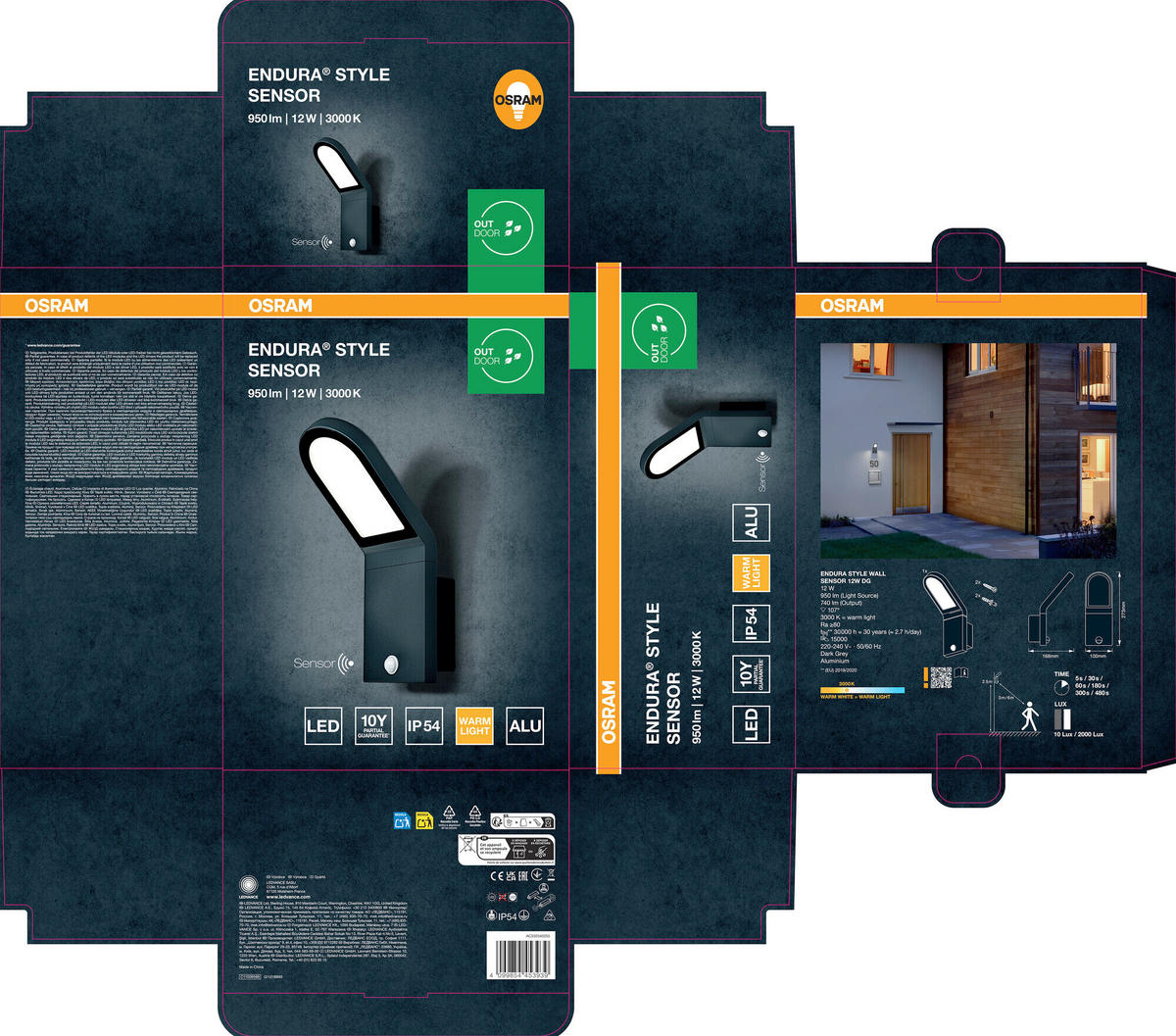 LED-AUßENLEUCHTE 16,8/10/27,3 cm   - Dunkelgrau, Basics, Glas/Metall (16,8/10/27,3cm) - Osram