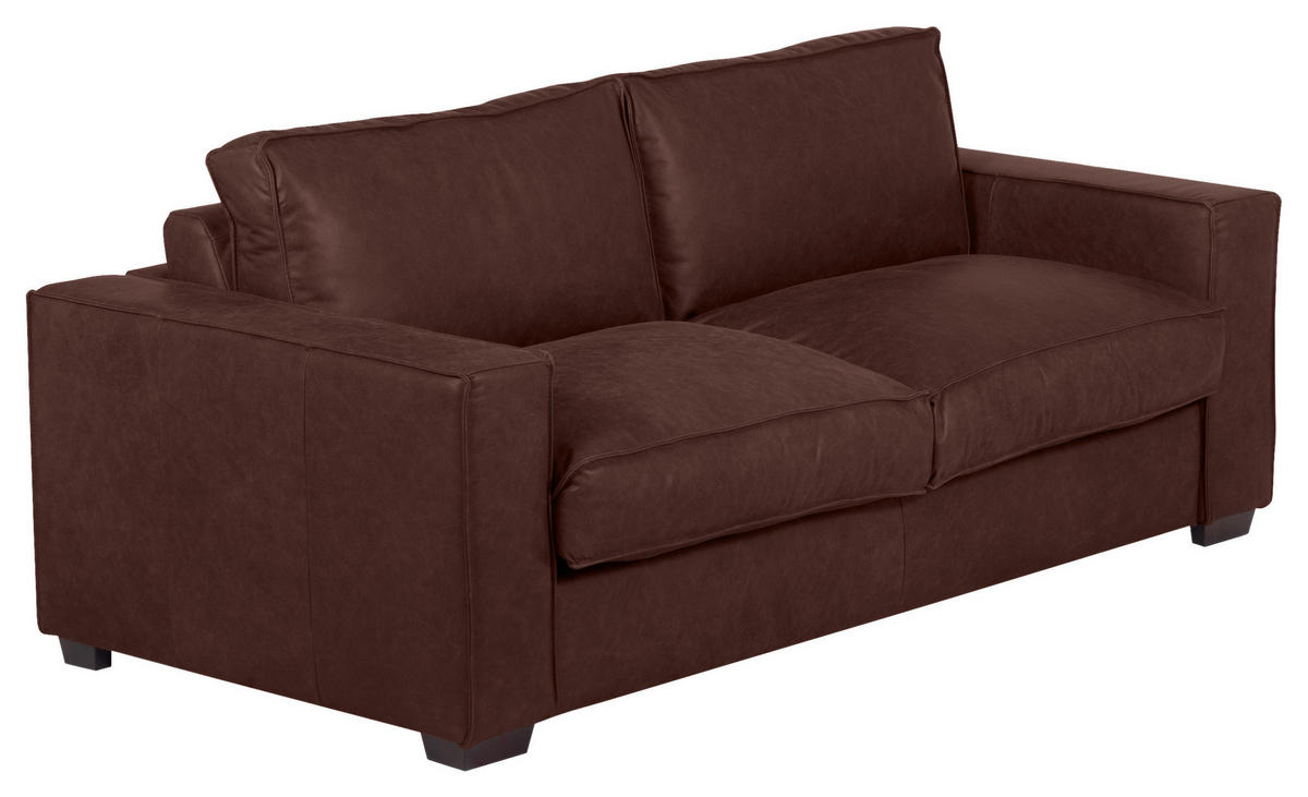SCHLAFSOFA in Echtleder Braun  - Dunkelbraun/Braun, Design, Leder/Holz (203/85/99cm) - MID.YOU