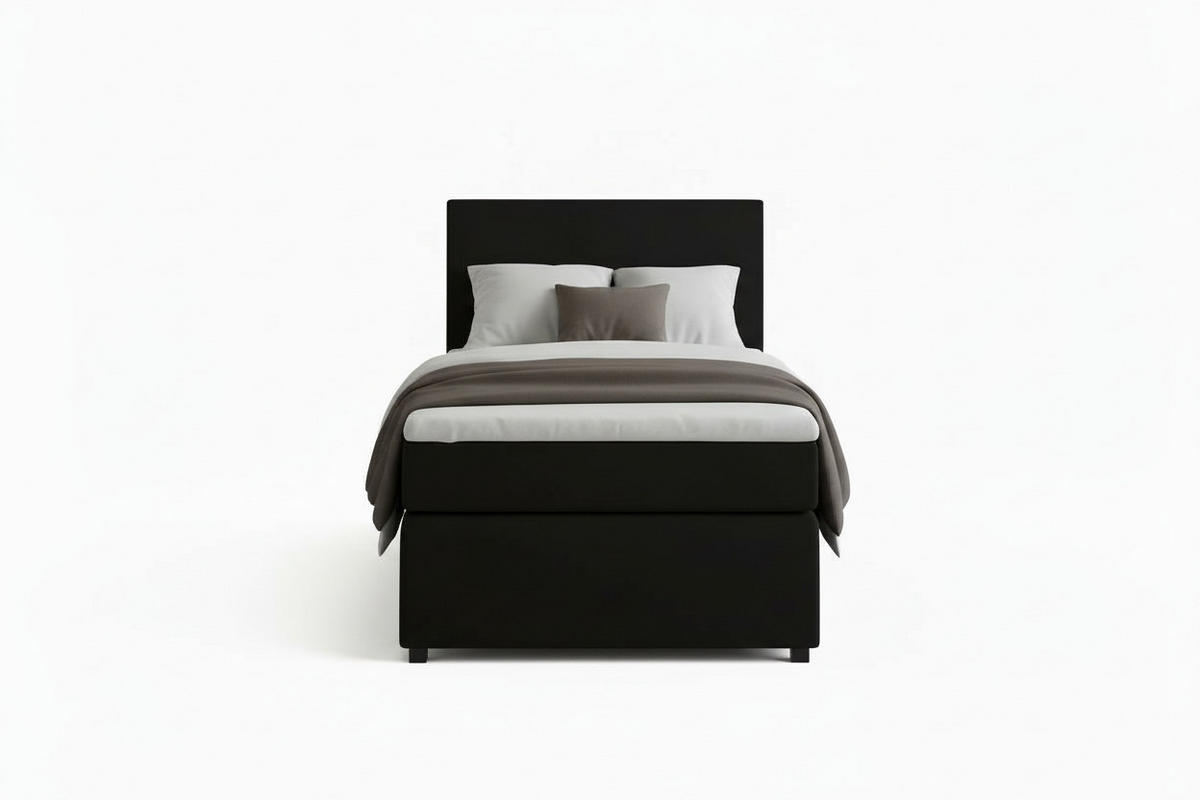 BOXSPRINGBETT 90/200 cm,  in Graphitfarben, Matratze, Topper, H3 = fest  - Schwarz/Graphitfarben, MODERN, Kunststoff/Textil (90/200cm) - MID.YOU
