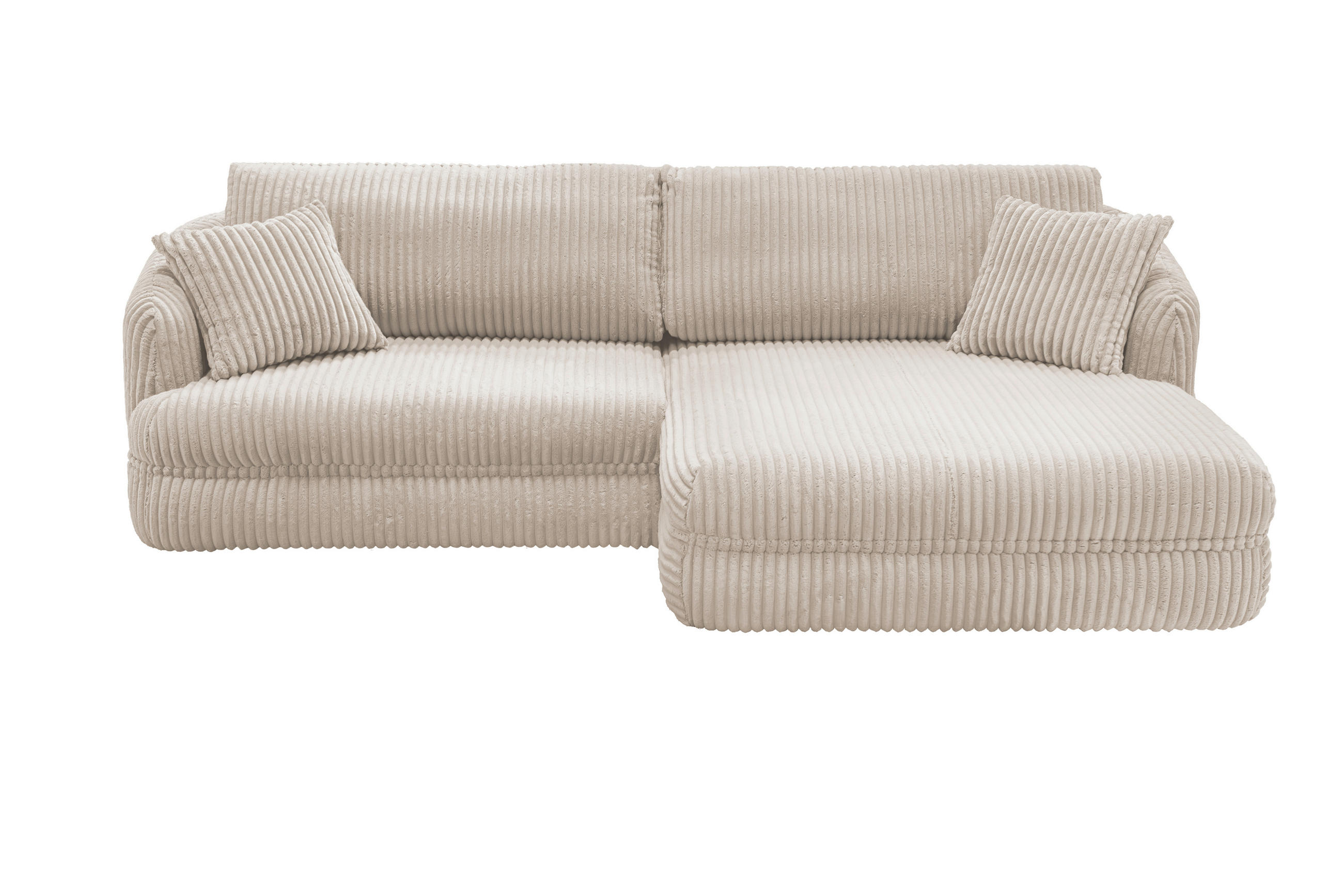 ECKSOFA Creme Cord  - Creme/Schwarz, Design, Kunststoff/Textil (284/161cm) - Livetastic