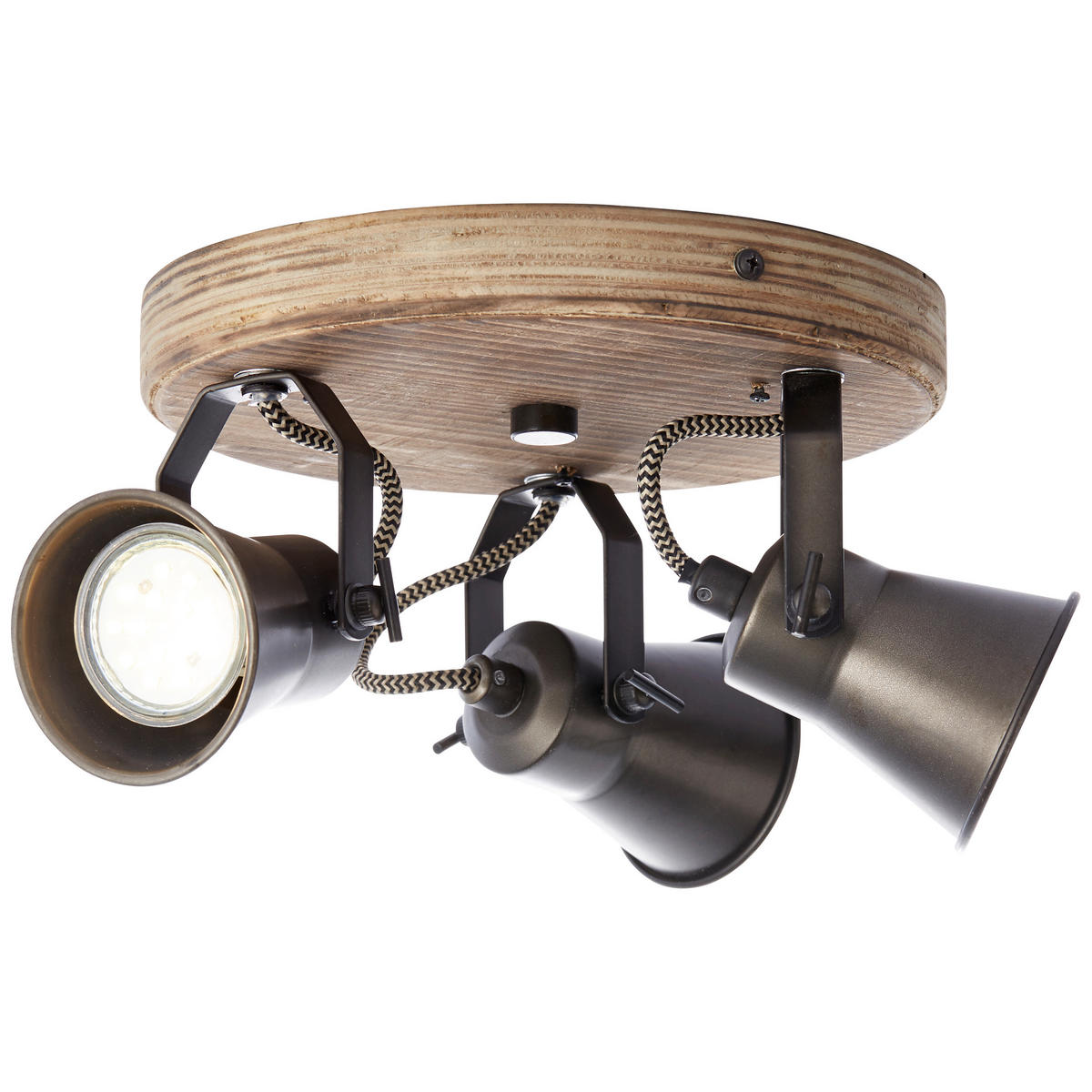 DECKENLEUCHTE Seed 28/13 cm   - Hellbraun/Schwarz, Natur, Holz/Metall (28/13cm) - Brilliant
