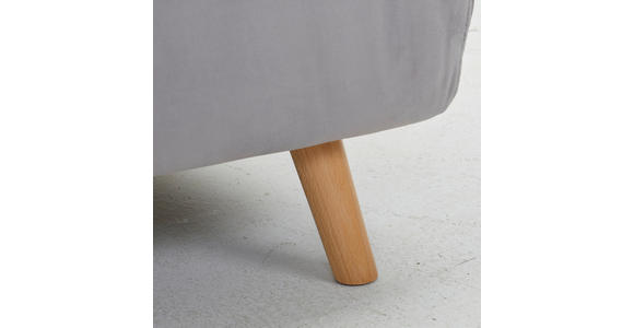 SCHLAFSOFA Samt Hellgrau  - Hellgrau/Naturfarben, Design, Holz/Textil (141/81/90cm) - Carryhome