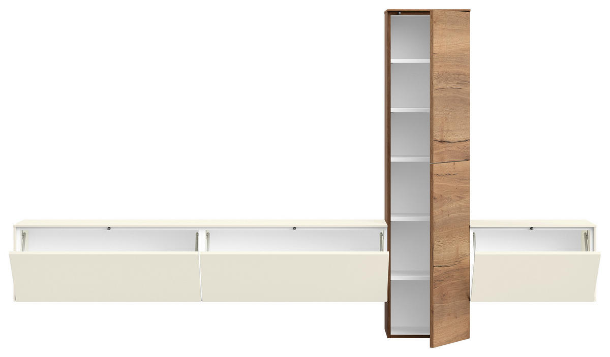 WOHNWAND  in Magnolie  282/160/37 cm  - Eichefarben/Magnolie, Design, Holzwerkstoff (282/160/37cm) - Celina Home