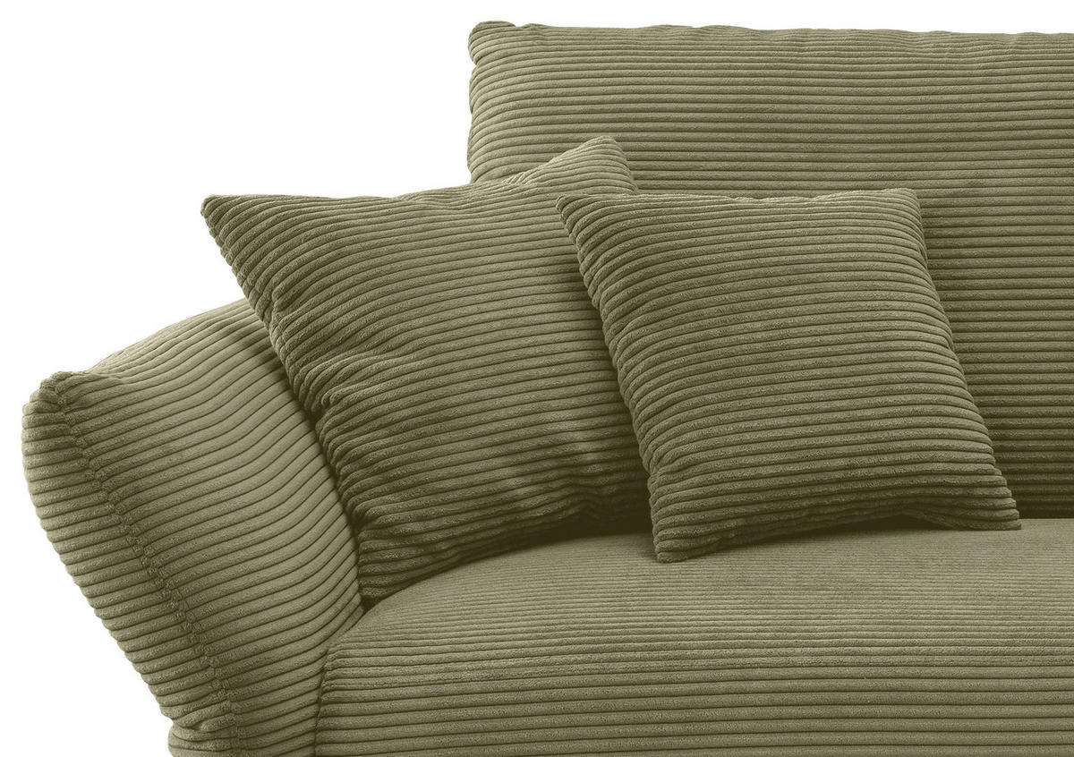 3-SITZER-SOFA in Cord Olivgrün  - Schwarz/Olivgrün, Design, Textil/Metall (201/97/102cm) - Livetastic