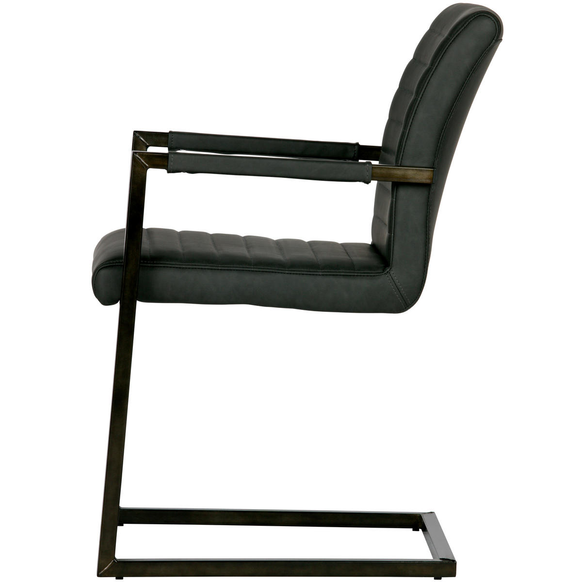 ARMLEHNSTUHL-SET 2 Stück  in Eisen Lederlook  - Anthrazit, MODERN, Textil/Metall (54/87/62cm) - Livetastic