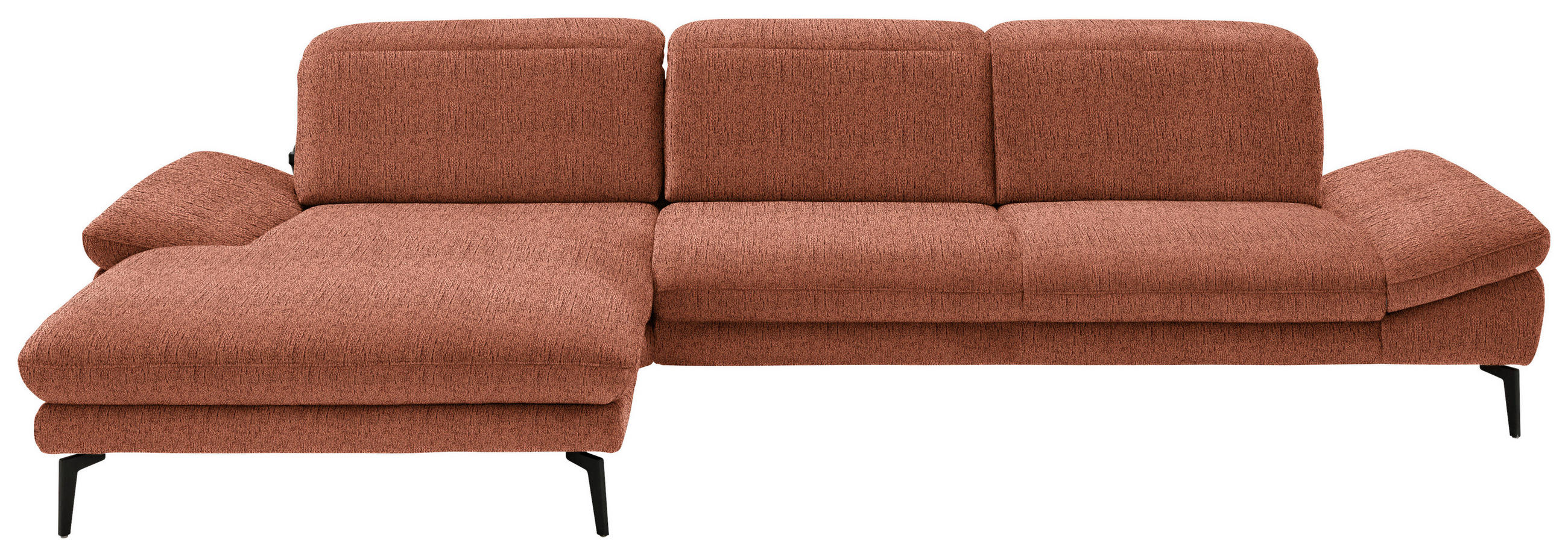 ECKSOFA in Chenille Rostfarben  - Rostfarben/Schwarz, Design, Textil/Metall (188/319cm) - Beldomo System