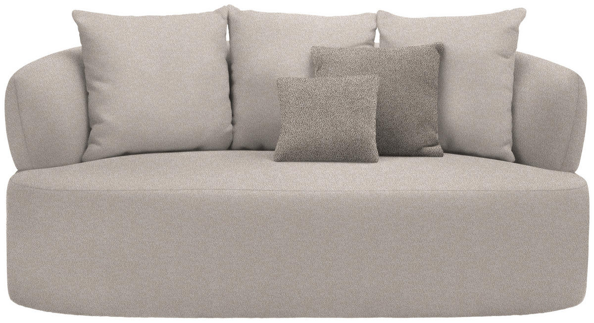2-SITZER-SOFA in Plüsch Greige  - Greige/Graubraun, MODERN, Kunststoff/Textil (177/86/105cm) - Hom`in