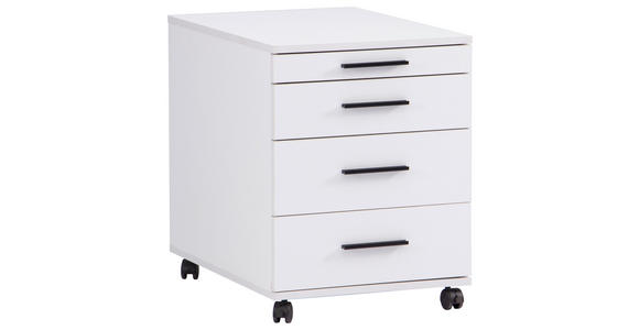 ROLLCONTAINER Weiß  - Schwarz/Weiß, Basics, Holzwerkstoff/Kunststoff (43/56/60cm) - Carryhome