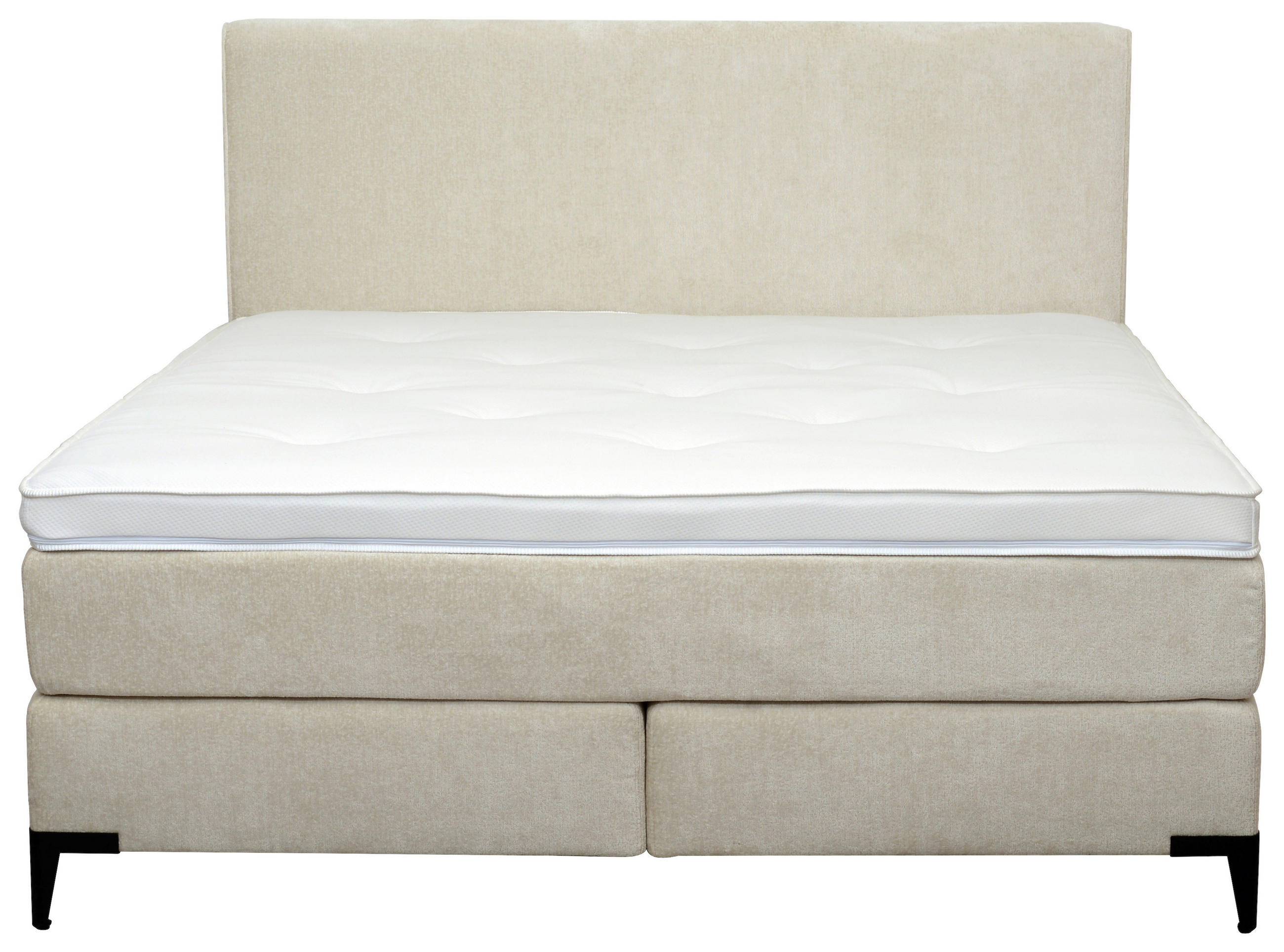 KONTINENTALSÄNG 180/200 cm  i vit  - vit/svart, Design, metall/trä (180/200cm) - Elegando