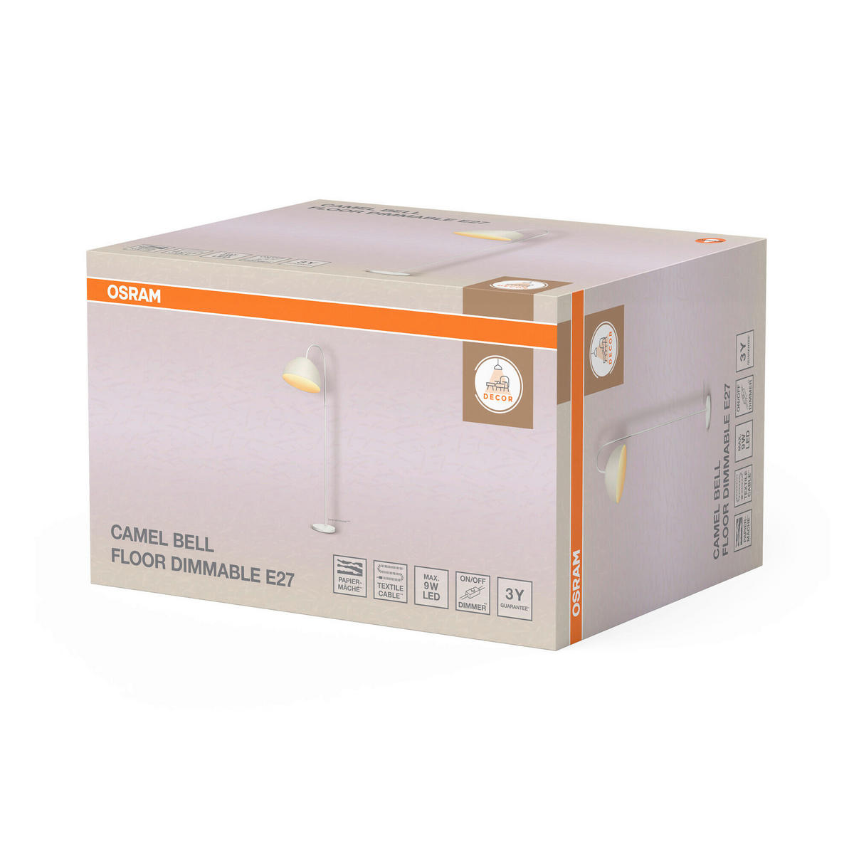 STEHLEUCHTE 37.5/60.3/153 cm   - Basics, Papier/Metall (37.5/60.3/153cm) - Osram