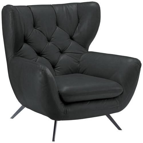 CHESTERFIELD-SESSEL - Dunkelgrau/Schwarz, Design, Textil/Metall (100/106/95cm) - Pure Home Lifestyle