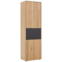 GARDEROBENSCHRANK  in 60/196/39 cm  - Eichefarben/Anthrazit, Natur, Holz/Metall (60/196/39cm) - Valnatura