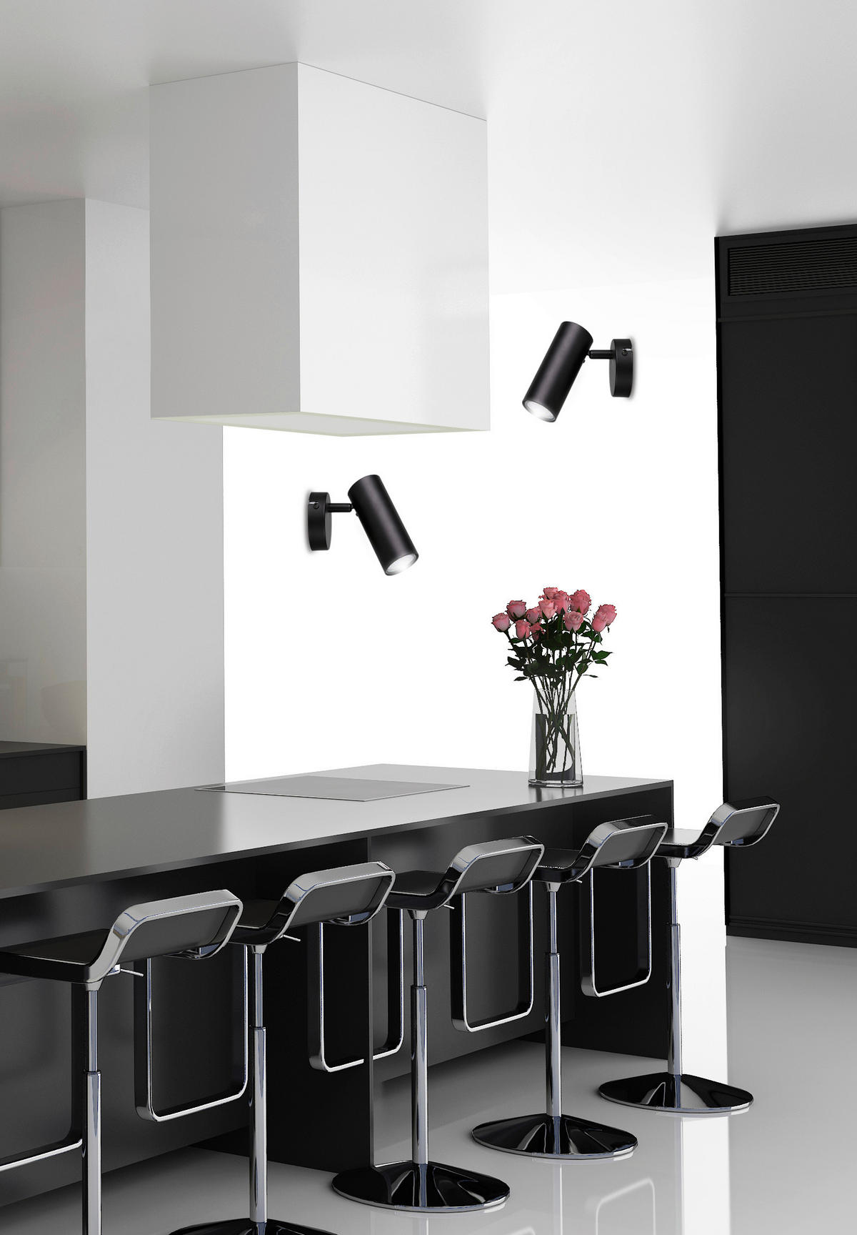 WANDSTRAHLER 16/8/14 cm   - Schwarz, Design, Metall (16/8/14cm)