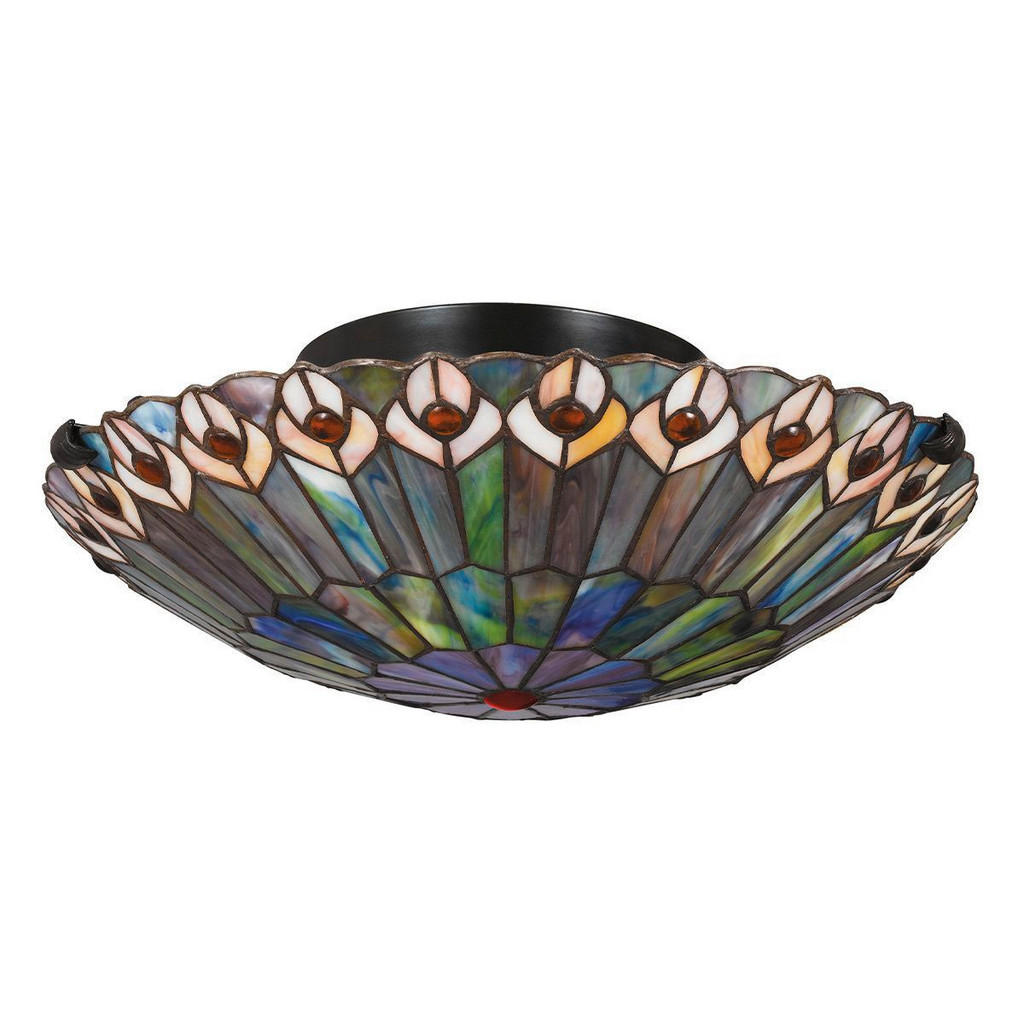 Thumbnail - Elstead Lighting Deckenleuchte Watkins, Mehrfarbig, Dunkelbraun, Metall, Glas, 42.0 cm, Grüner Punkt, Europäischer Siche...
