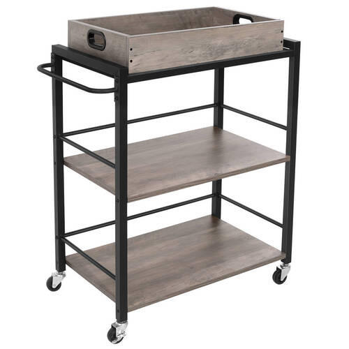 ALLZWECKWAGEN Schichtholz Grau, Schwarz  - Schwarz/Grau, Basics, Holzwerkstoff/Metall (72/86/40cm) - Boxxx