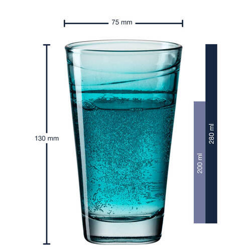 Thumbnail - Leonardo Gläserset Vario, Blau, Grün, Orange, Rot, Türkis, Violett, Glas, 6-teilig, 280 ml, Essen & Trinken, Gläser, Glä...