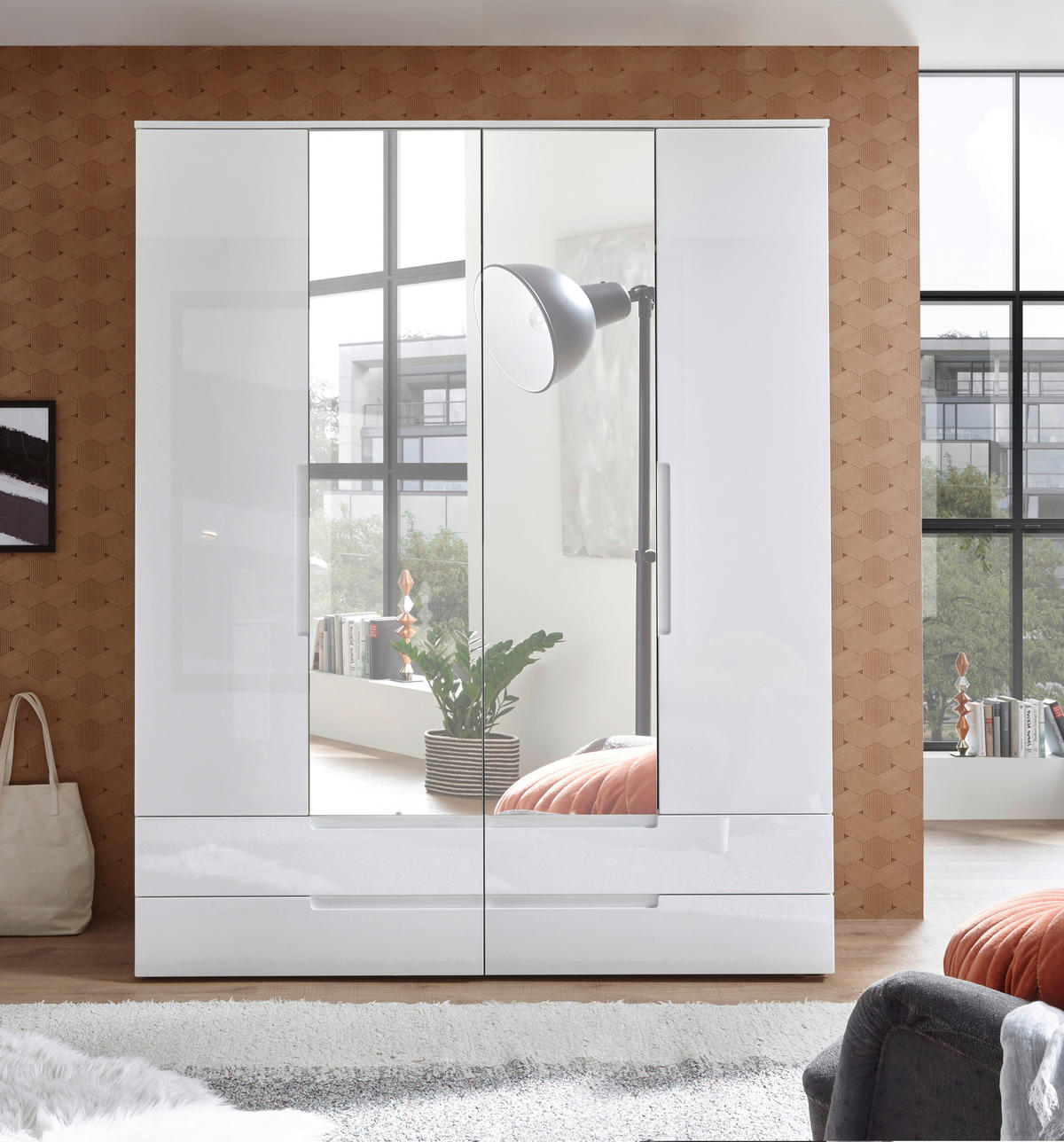 DREHTÜRENSCHRANK in Weiss  - Weiss, Modern, Holzwerkstoff (160/208/57cm) - MID.YOU