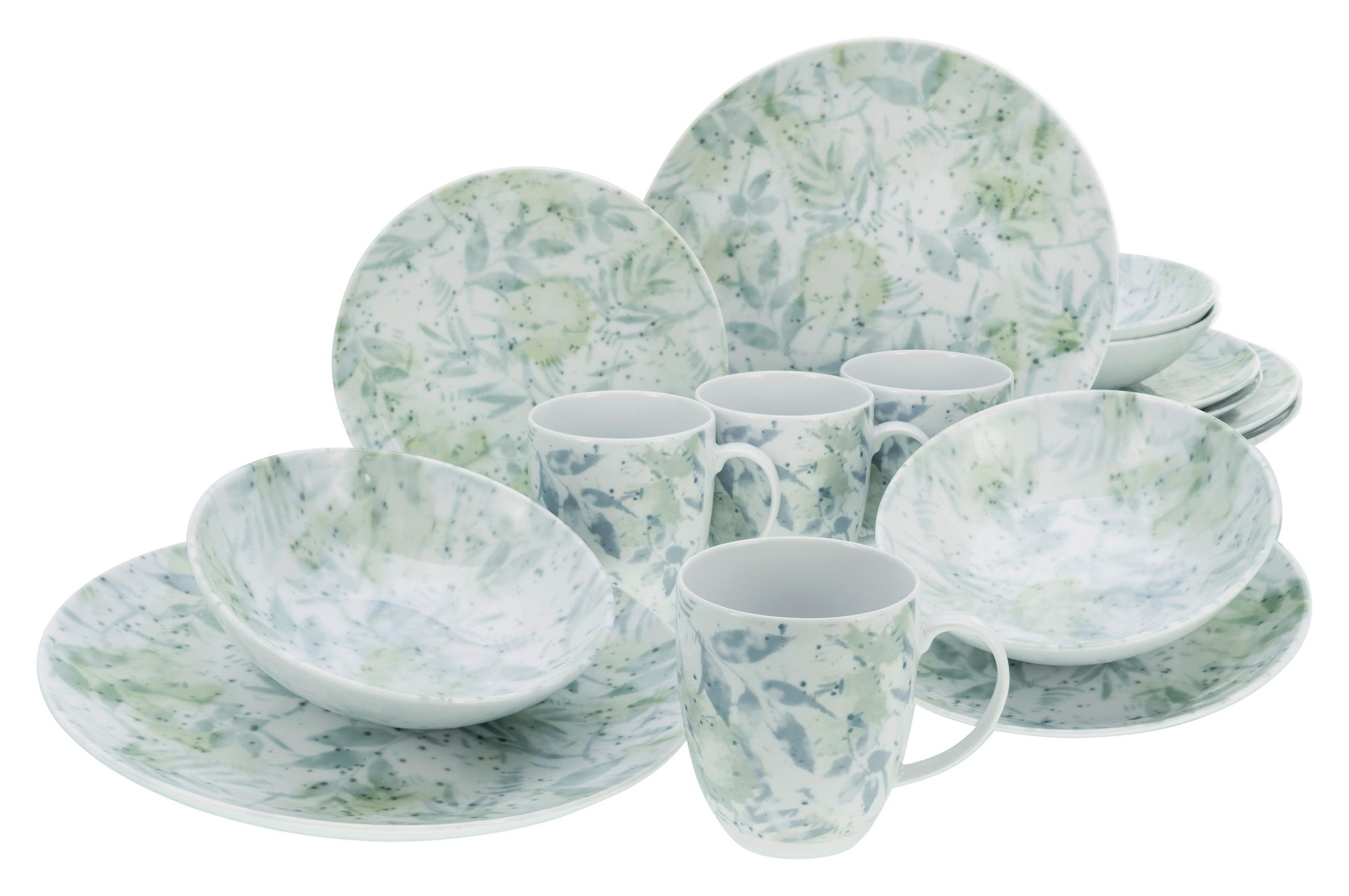 KOMBISERVICE Grün HOME TROPICAL 16-teilig 4 Personen  - Grün, Basics, Keramik - Creatable