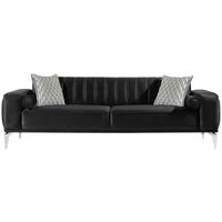 3-SITZER-SOFA in Samt Schwarz  - Alufarben/Schwarz, Design, Kunststoff/Textil (236/77/87cm) - Livetastic