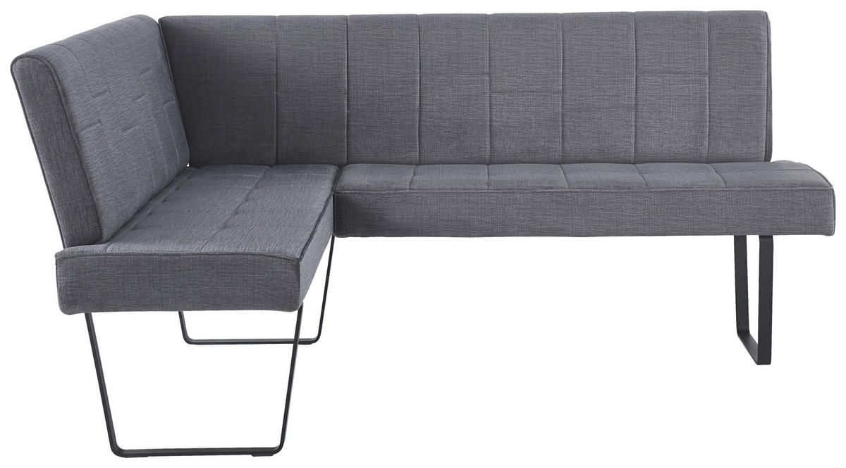 ECKBANK 150/190 cm Samt Dunkelgrau   - Dunkelgrau/Schwarz, KONVENTIONELL, Textil/Metall (150/190cm) - MID.YOU