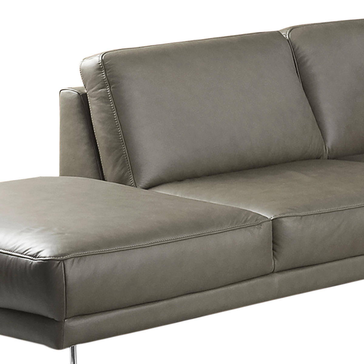 ECKSOFA in Echtleder Grau  - Chromfarben/Grau, Design, Leder/Metall (250/273cm) - Livetastic