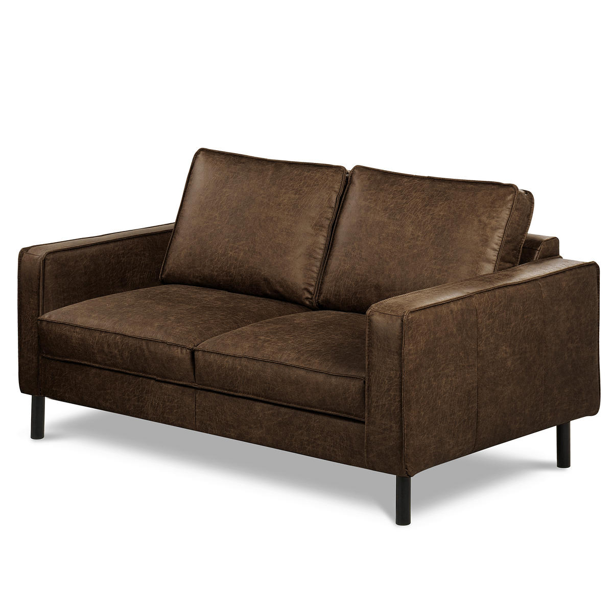 2-SITZER-SOFA Dunkelbraun Echtleder Lederlook  - Dunkelbraun, Design, Leder/Textil (148/85/92cm) - Livetastic