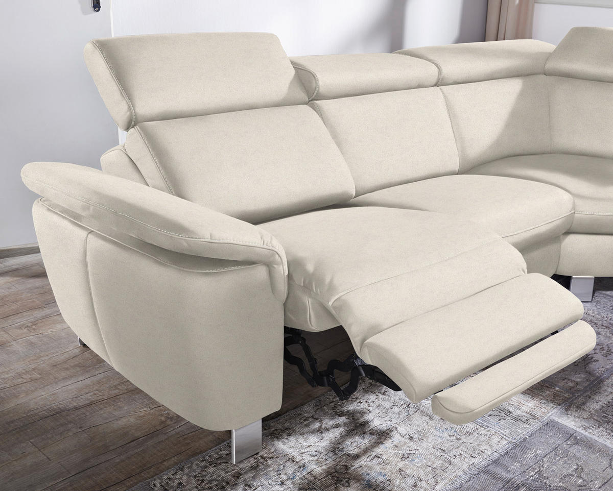 CANAPÉ D'ANGLE in Flachgewebe, Mikrofaser Ecru  - Ecru/Beige, Design, Textil/Metall (271/239cm) - Cantus