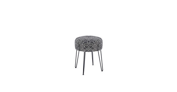HOCKER in Metall, Textil Schwarz, Weiß  - Schwarz/Weiß, KONVENTIONELL, Textil/Metall (43/45/43cm) - Xora