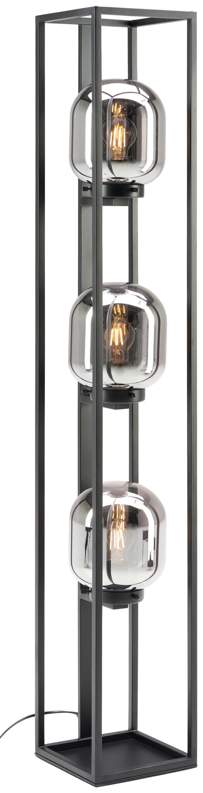 STEHLEUCHTE - Schwarz, Design, Glas/Metall (20/130cm) - Fischer & Honsel