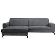 ECKSOFA inkl. Funktion Grau Cord  - Schwarz/Grau, KONVENTIONELL, Textil/Metall (178/290cm) - Cantus