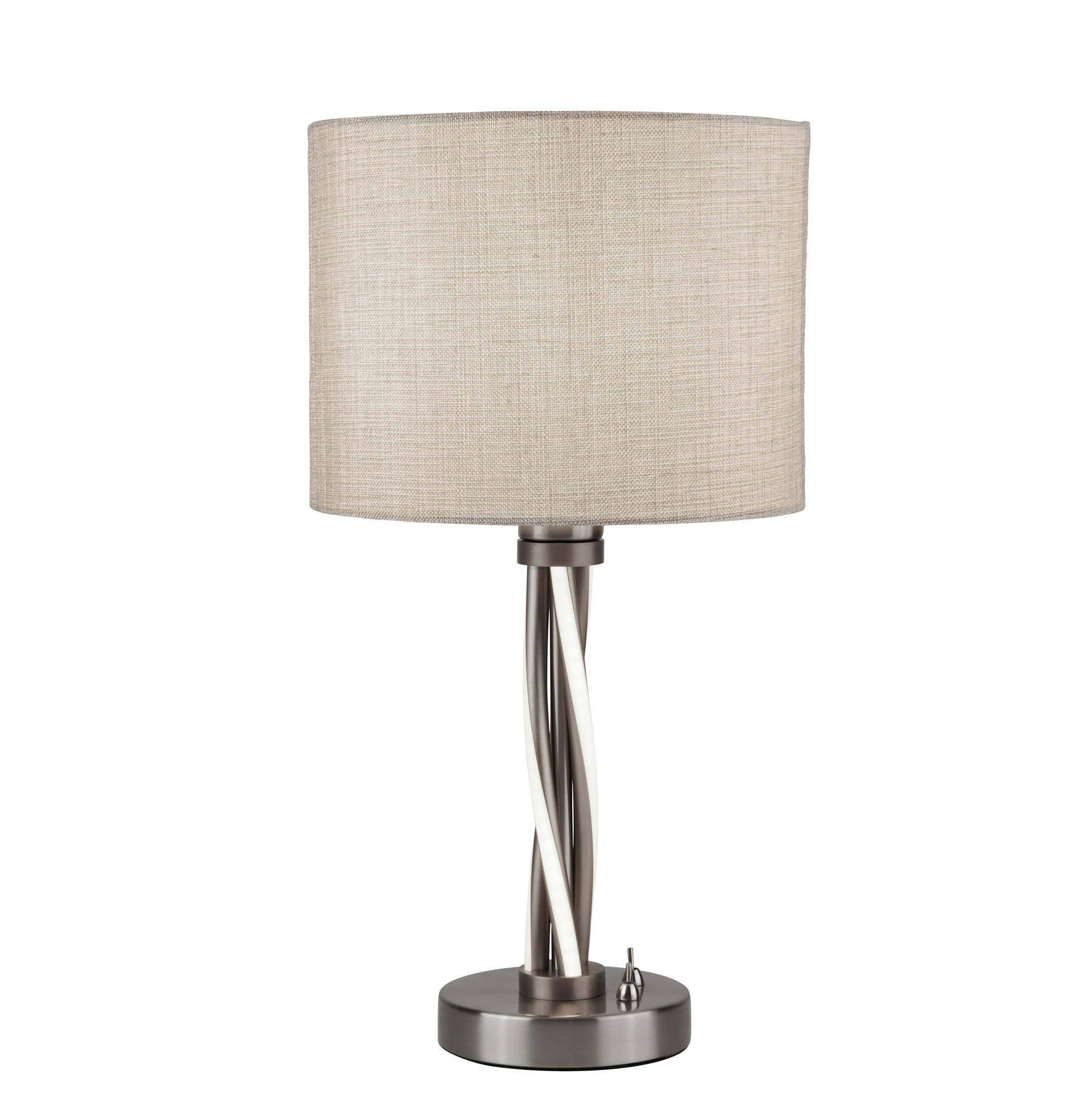 LED-TISCHLEUCHTE Vegas 26/26/47 cm   - Silberfarben/Weiß, Design, Kunststoff/Textil (26/26/47cm)