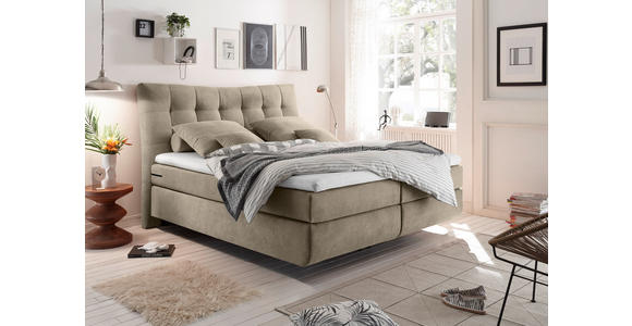 BOXSPRINGBETT 180/200 cm  in Sandfarben  - Sandfarben/Schwarz, Design, Kunststoff/Textil (180/200cm) - Esposa