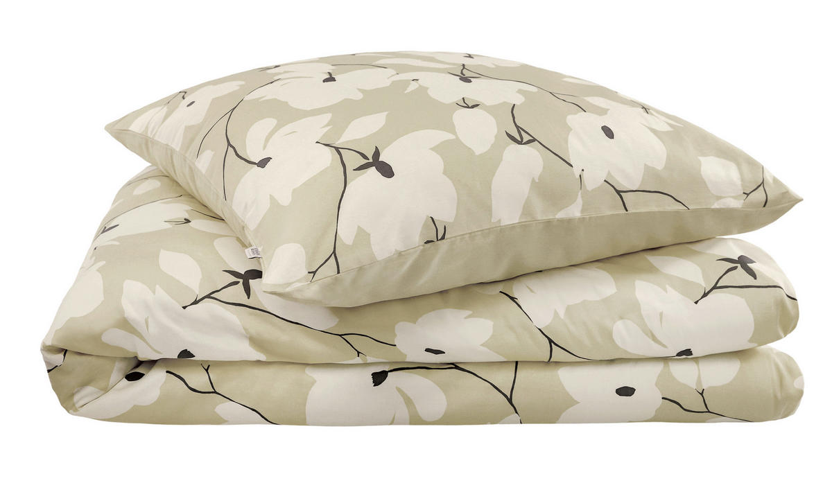 BETTWÄSCHESET Schöner Wohnen - Fleur sand Satin 160/210 cm  100 cm/65 cm  - Sandfarben/Creme, Basics, Textil (160/210cm) - Schöner Wohnen